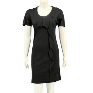 Poleci Dress Women 2 Black Sheath Ruffle Stretch Office Work Cocktail Classy LBD